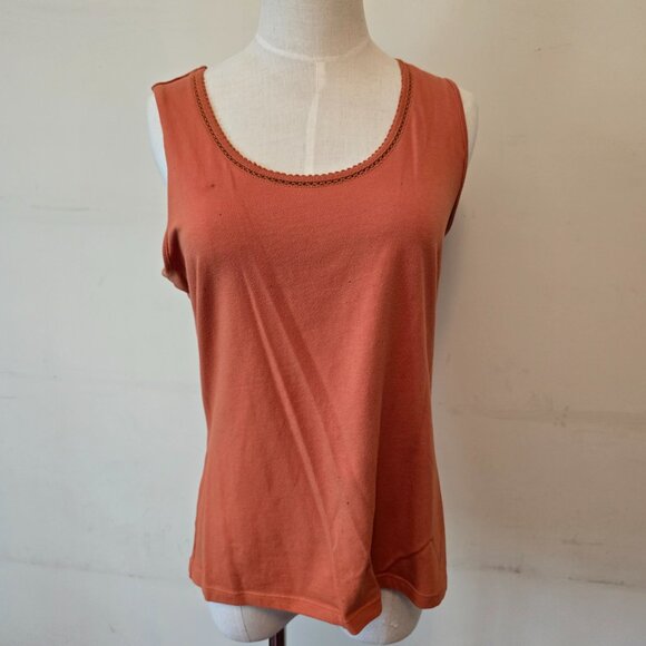 Tahari - Blazer in Burnt Orange, Matching Tank by Tribal, Unbranded Black Skirt - Picture 10 of 16